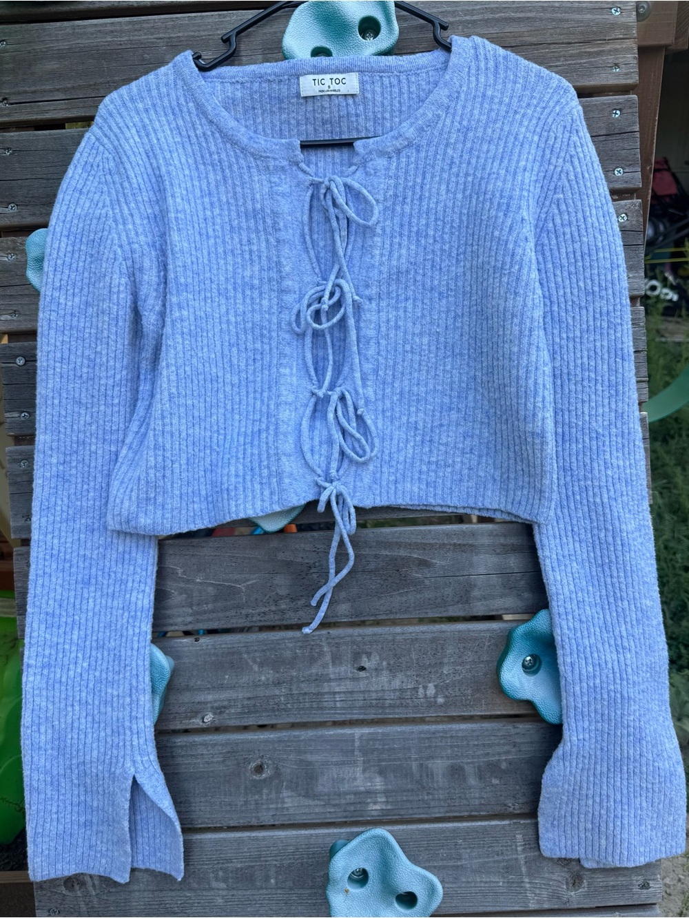 Tic Toc Front Tie Heathered Cardigan Sweater - Size Small